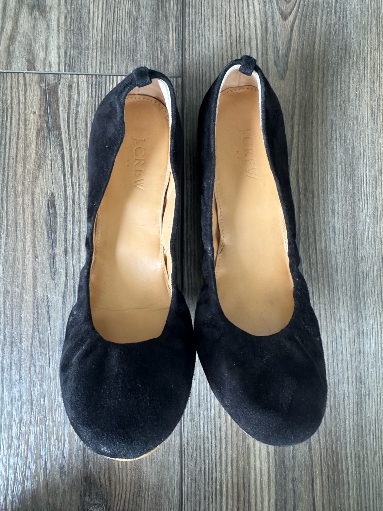 J. Crew Suede Ballet Flats In Black